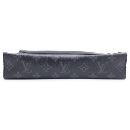 Louis Vuitton Monogram Eclipse Pochette Voyage Clutch Case Pouch Black Leather — view 4