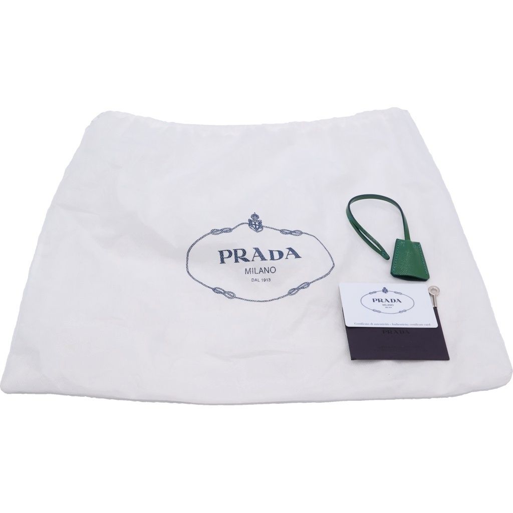 Prada Saffiano Shoulder Bag Chain Green Blue Patent Leather Silver — view 6