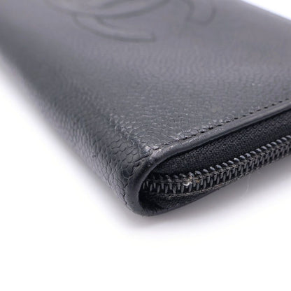 Chanel Round Wallet Card Case Black Caviar Leather Gold — view 5