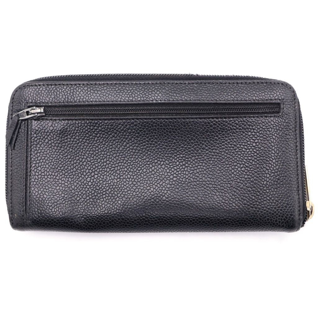 Chanel Round Wallet Card Case Black Caviar Leather Gold — view 2