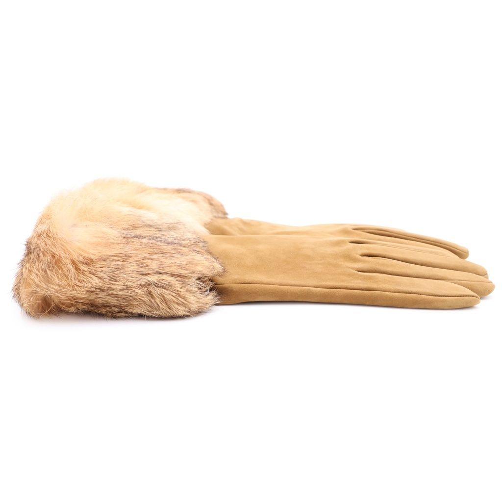 Hermes Fur Suede Gloves Brown — view 3
