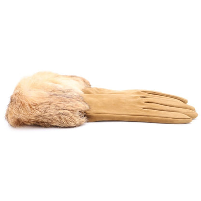 Hermes Fur Suede Gloves Brown — view 3