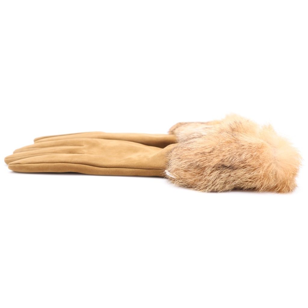 Hermes Fur Suede Gloves Brown — view 4