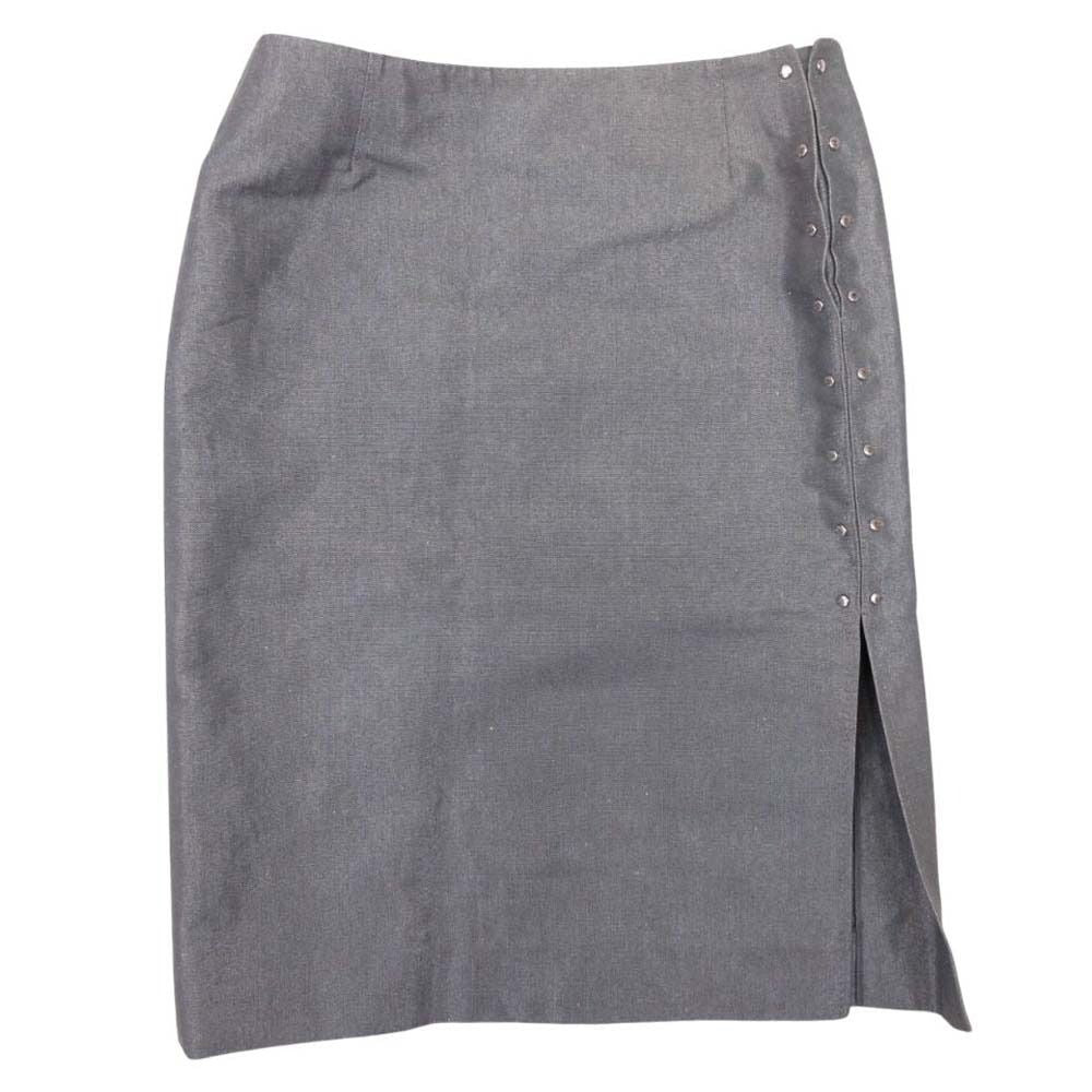 Louis Vuitton Cotton Linen Tight Skirt Knee Length Side Slit 36 Sill Bague
