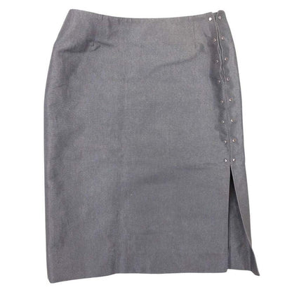 Louis Vuitton Cotton Linen Tight Skirt Knee Length Side Slit 36 Sill Bague