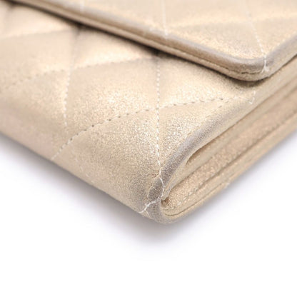 Chanel Quilted Wallet Card Case Goatskin Champagne Gold Silver — view 5