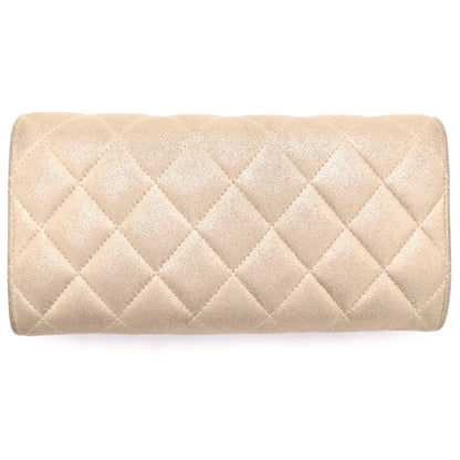 Chanel Quilted Wallet Card Case Goatskin Champagne Gold Silver — view 2