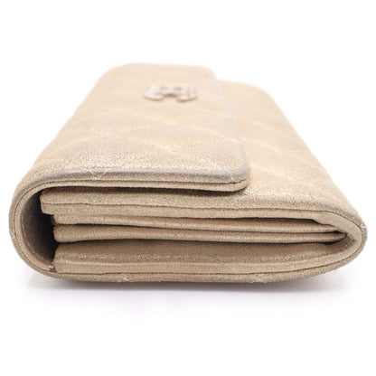 Chanel Quilted Wallet Card Case Goatskin Champagne Gold Silver — view 3