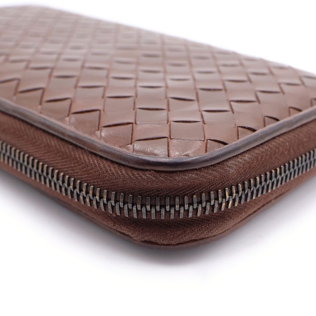 Bottega Veneta Intrecciato Round Zip Wallet Brown — view 6