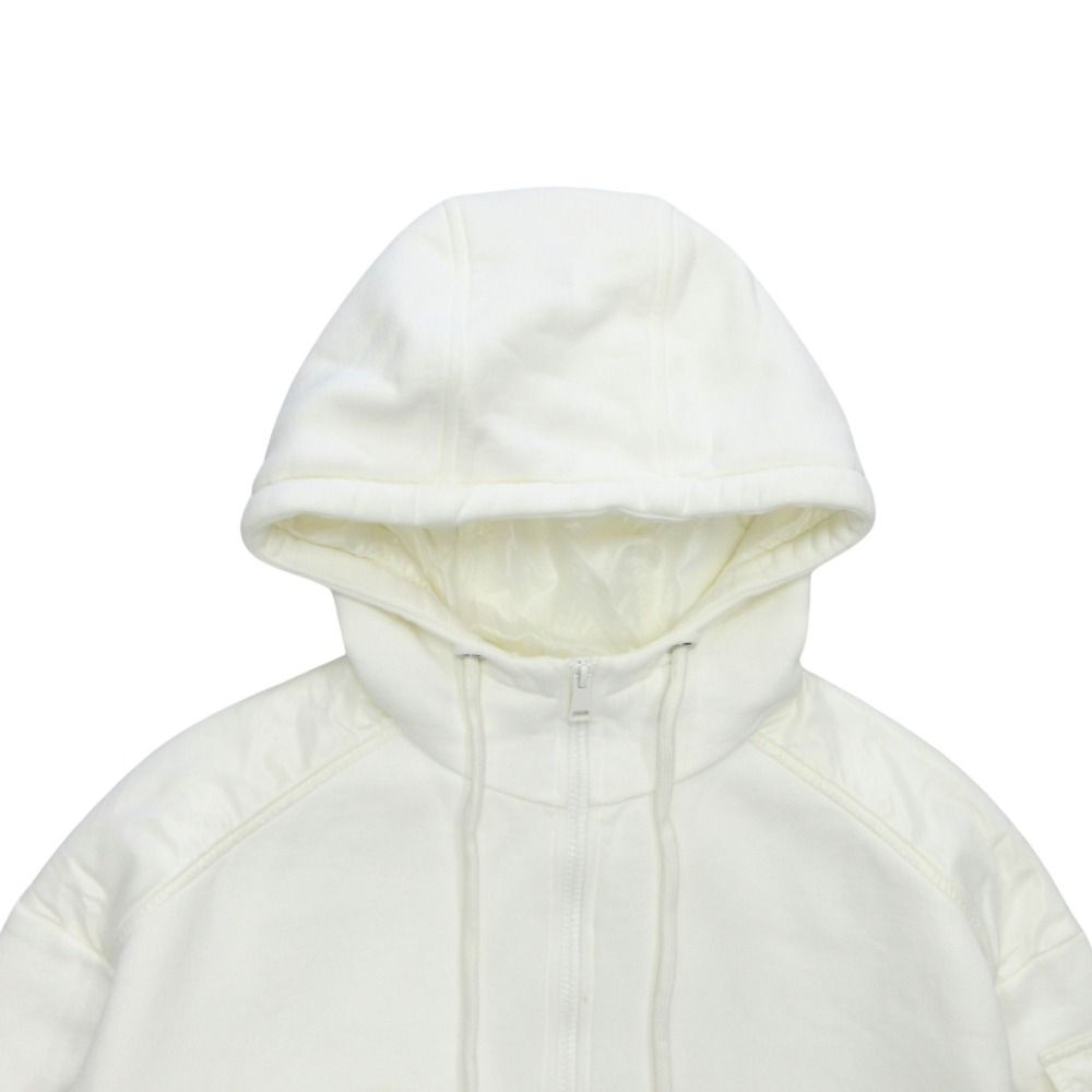 Moncler Hood Zip Up Hoodie Logo Line Brushed Lining XS White — view 3