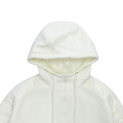 Moncler Hood Zip Up Hoodie Logo Line Brushed Lining XS White — view 3