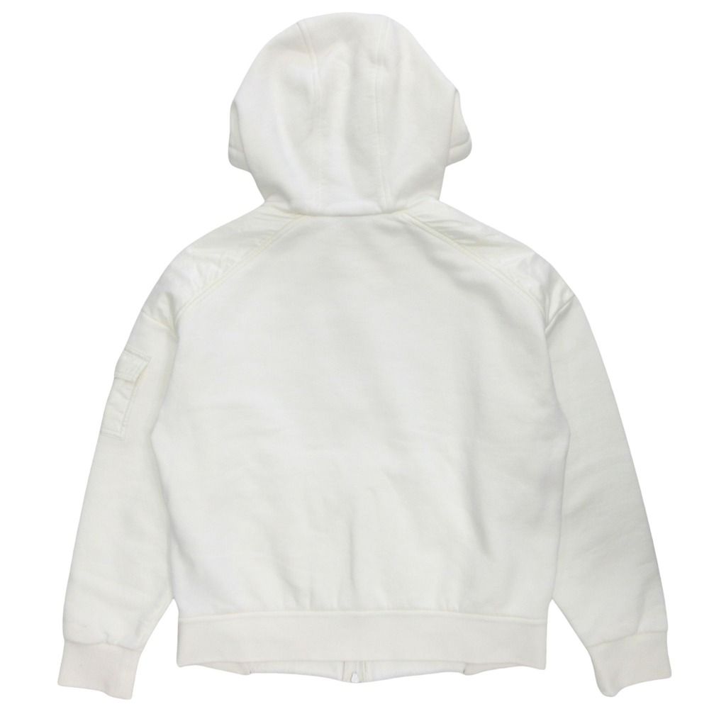 Moncler Hood Zip Up Hoodie Logo Line Brushed Lining XS White — view 2