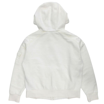 Moncler Hood Zip Up Hoodie Logo Line Brushed Lining XS White — view 2