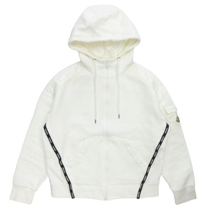 Moncler Hood Zip Up Hoodie Logo Line Brushed Lining XS White