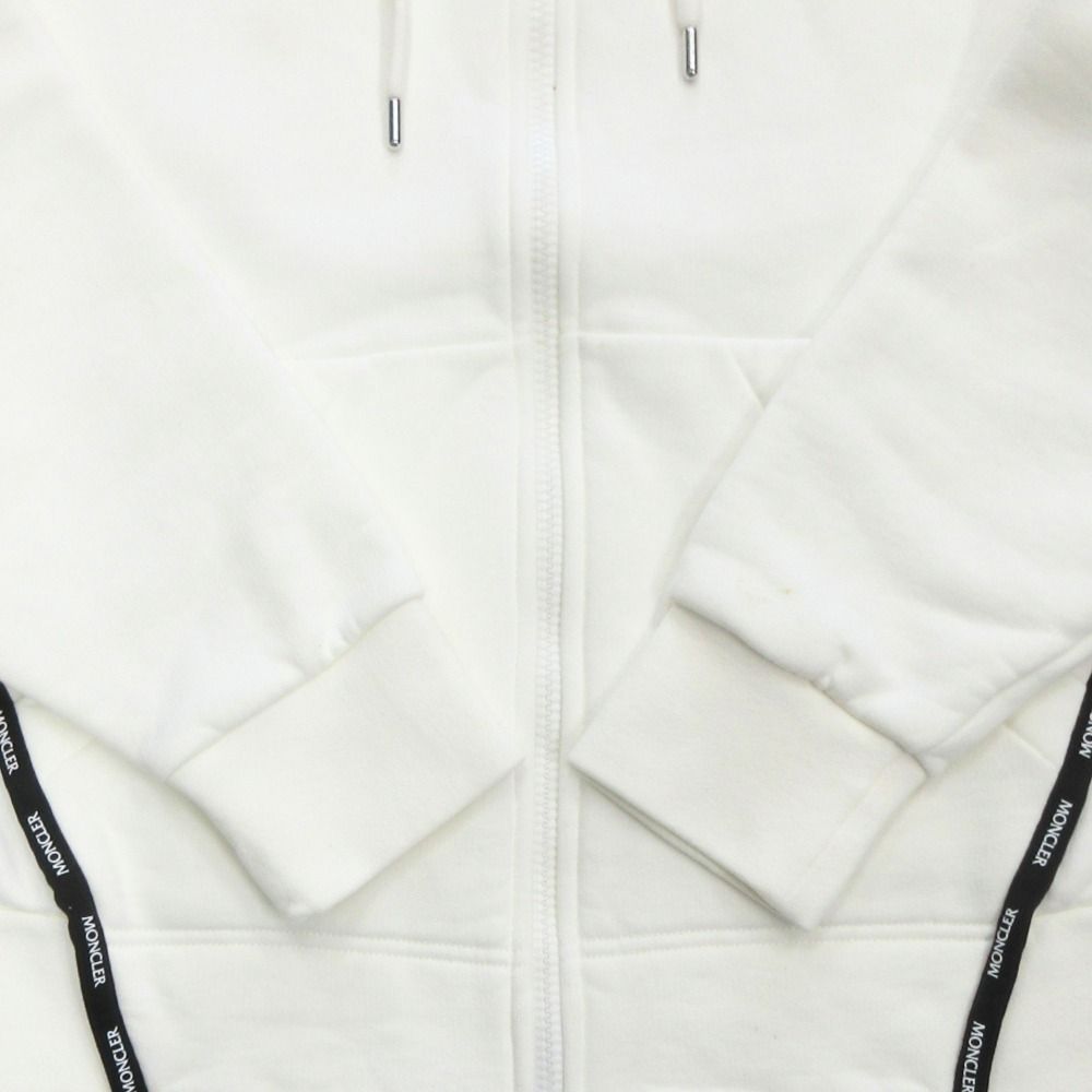 Moncler Hood Zip Up Hoodie Logo Line Brushed Lining XS White — view 5