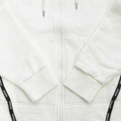 Moncler Hood Zip Up Hoodie Logo Line Brushed Lining XS White — view 5