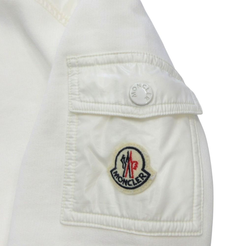 Moncler Hood Zip Up Hoodie Logo Line Brushed Lining XS White — view 6