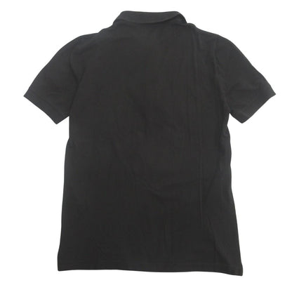 Prada Triangle Logo Polo Shirt Top Pique Patch XS Black — view 2