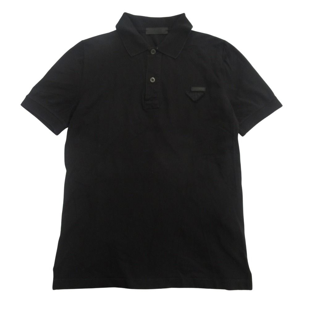 Prada Triangle Logo Polo Shirt Top Pique Patch XS Black
