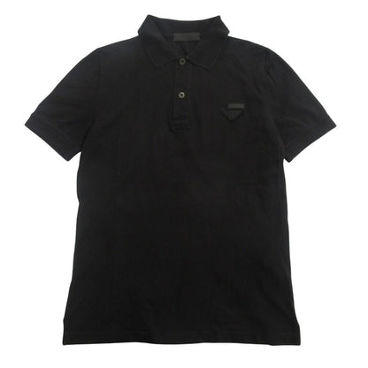 Prada Triangle Logo Polo Shirt Top Pique Patch XS Black