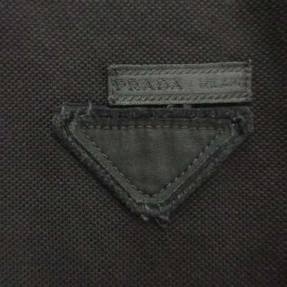 Prada Triangle Logo Polo Shirt Top Pique Patch XS Black — view 3