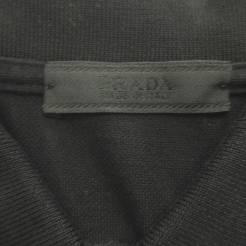 Prada Triangle Logo Polo Shirt Top Pique Patch XS Black — view 5