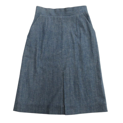 Celine Phoebe Philo Era Denim Skirt Knee Length Slit Flare Archive 36 Indigo