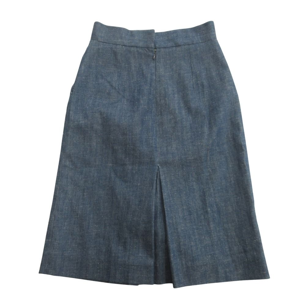 Celine Phoebe Philo Era Denim Skirt Knee Length Slit Flare Archive 36 Indigo — view 2