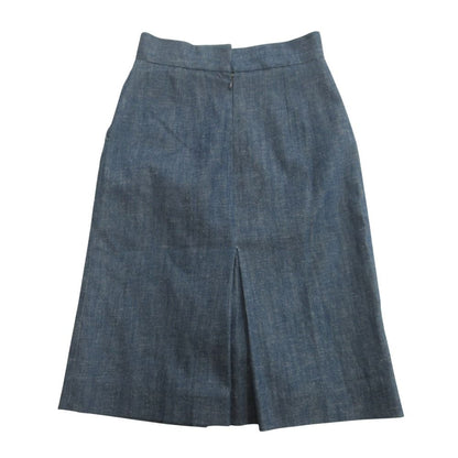 Celine Phoebe Philo Era Denim Skirt Knee Length Slit Flare Archive 36 Indigo — view 2