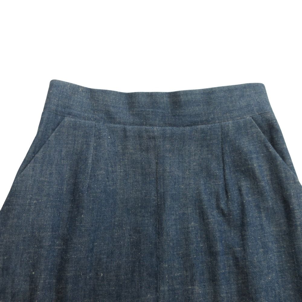 Celine Phoebe Philo Era Denim Skirt Knee Length Slit Flare Archive 36 Indigo — view 3