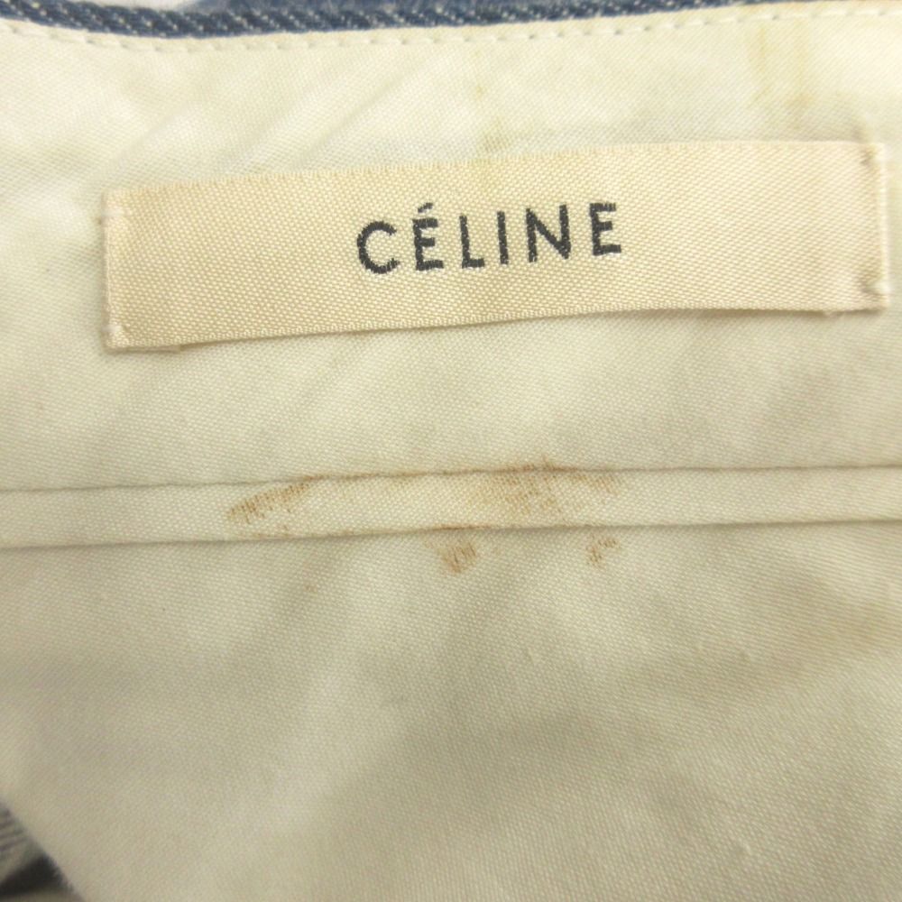 Celine Phoebe Philo Era Denim Skirt Knee Length Slit Flare Archive 36 Indigo — view 7