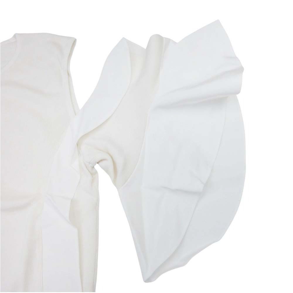 Louis Vuitton Knit Top Wool Silk Chiffon Ruffle Frill Open Shoulder M Ivory — view 3
