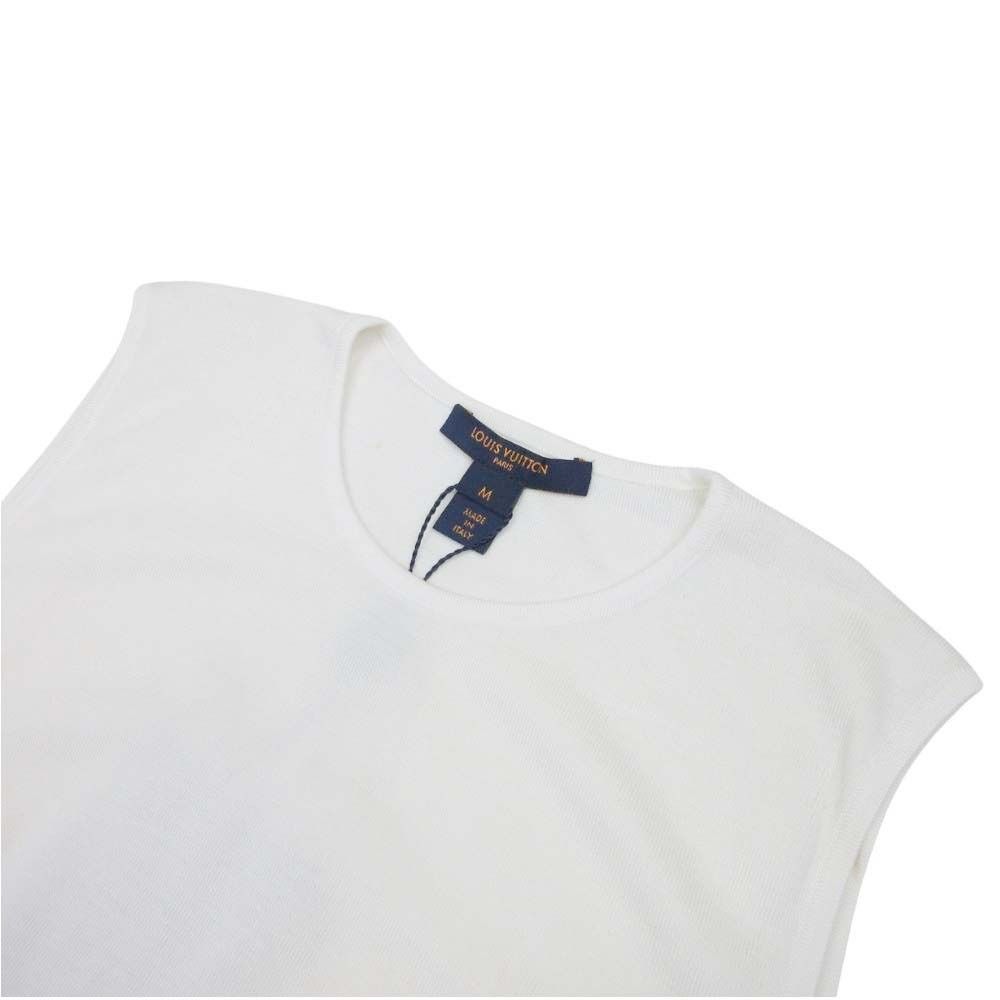 Louis Vuitton Knit Top Wool Silk Chiffon Ruffle Frill Open Shoulder M Ivory — view 4