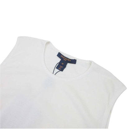 Louis Vuitton Knit Top Wool Silk Chiffon Ruffle Frill Open Shoulder M Ivory — view 4