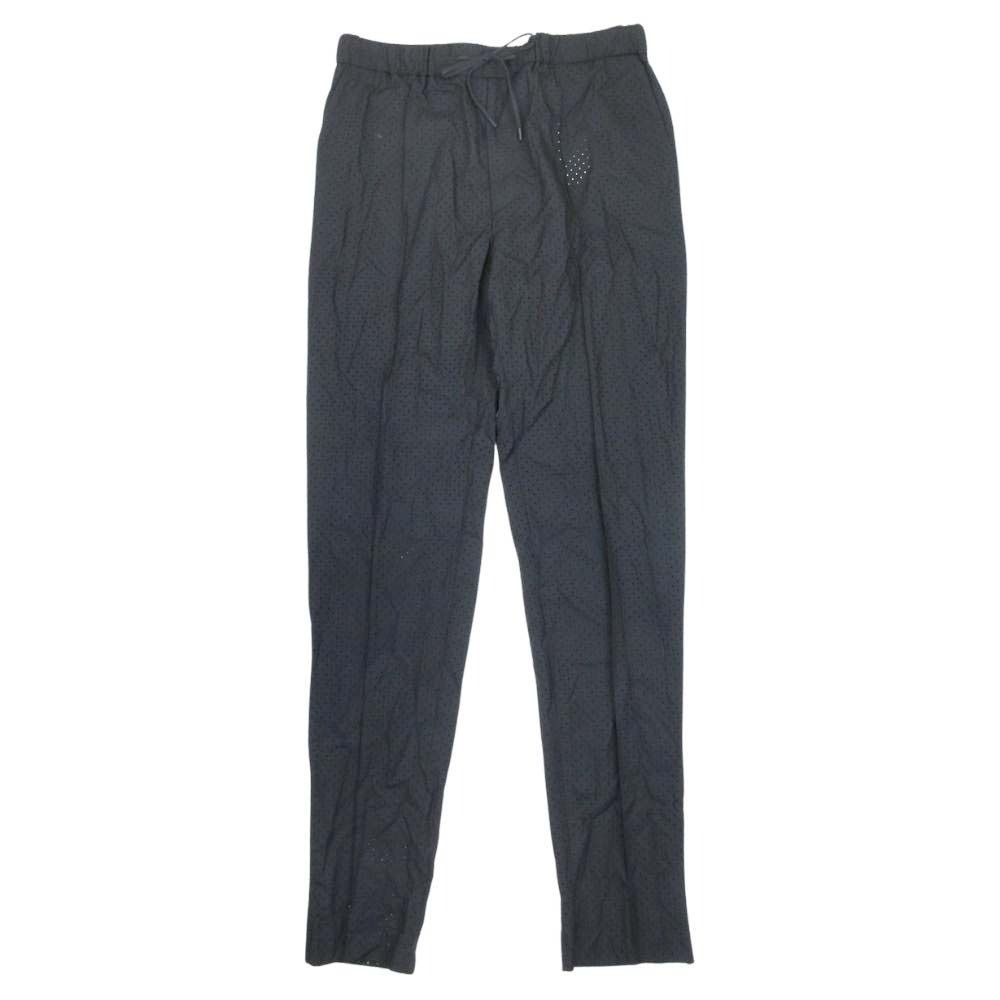 Fendi Perforated Dot Tapered Easy Pants Center Seam Trousers Wool 50 Black
