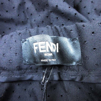 Fendi Perforated Dot Tapered Easy Pants Center Seam Trousers Wool 50 Black — view 7