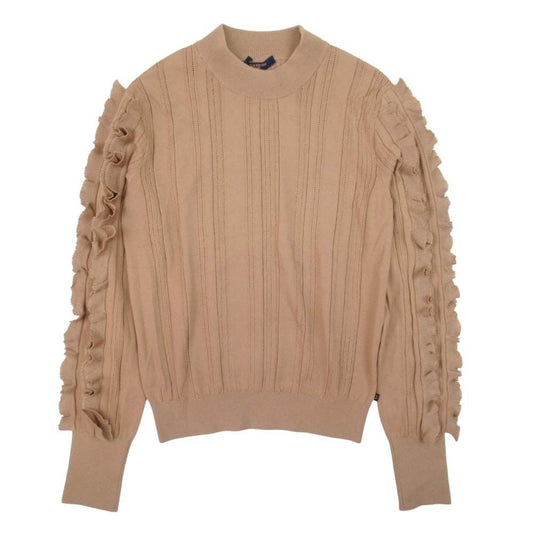 Louis Vuitton Ruffle Long Sleeve Knit Top L Brown Sweater