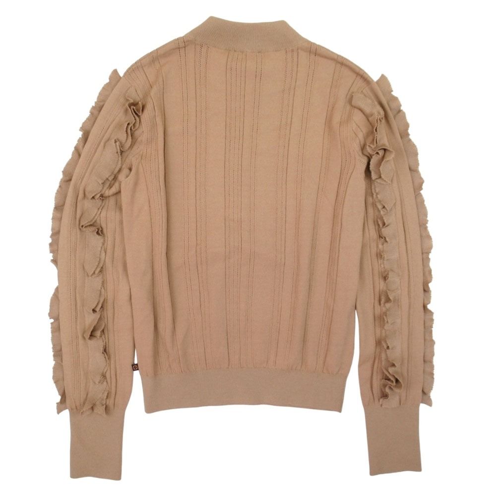 Louis Vuitton Ruffle Long Sleeve Knit Top L Brown Sweater — view 2