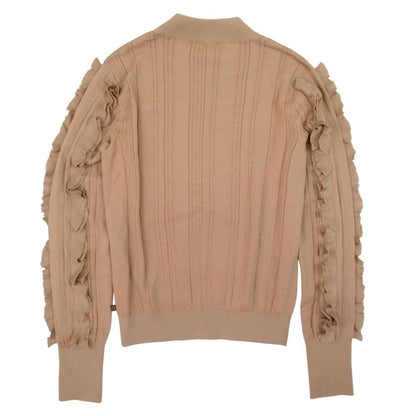 Louis Vuitton Ruffle Long Sleeve Knit Top L Brown Sweater — view 2