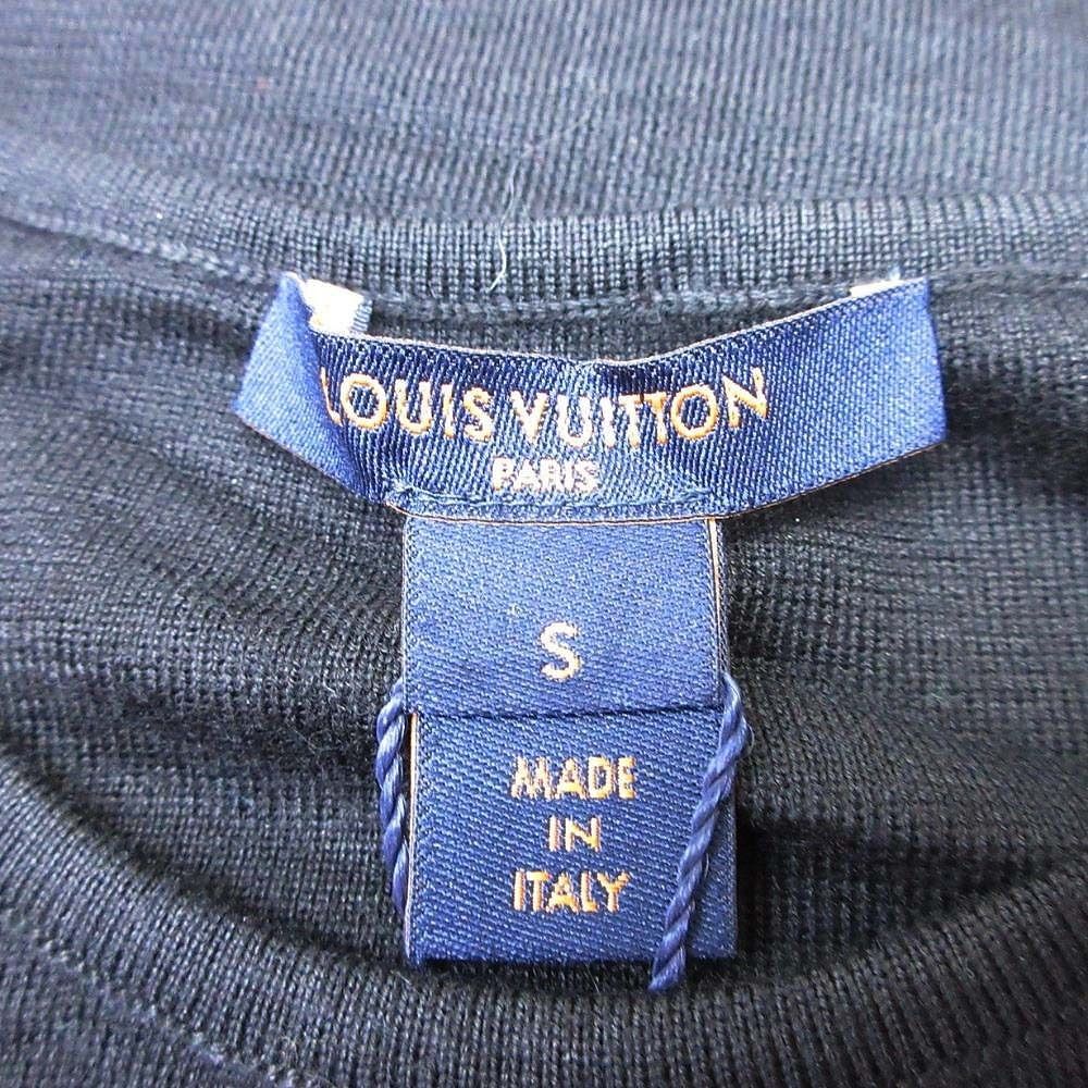 Louis Vuitton Knit Top Wool Silk Chiffon Ruffle Frill Top Open Shoulder S Black — view 6