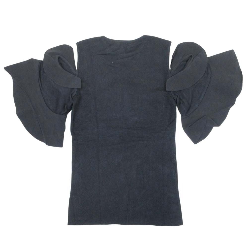 Louis Vuitton Knit Top Wool Silk Chiffon Ruffle Frill Top Open Shoulder S Black — view 2