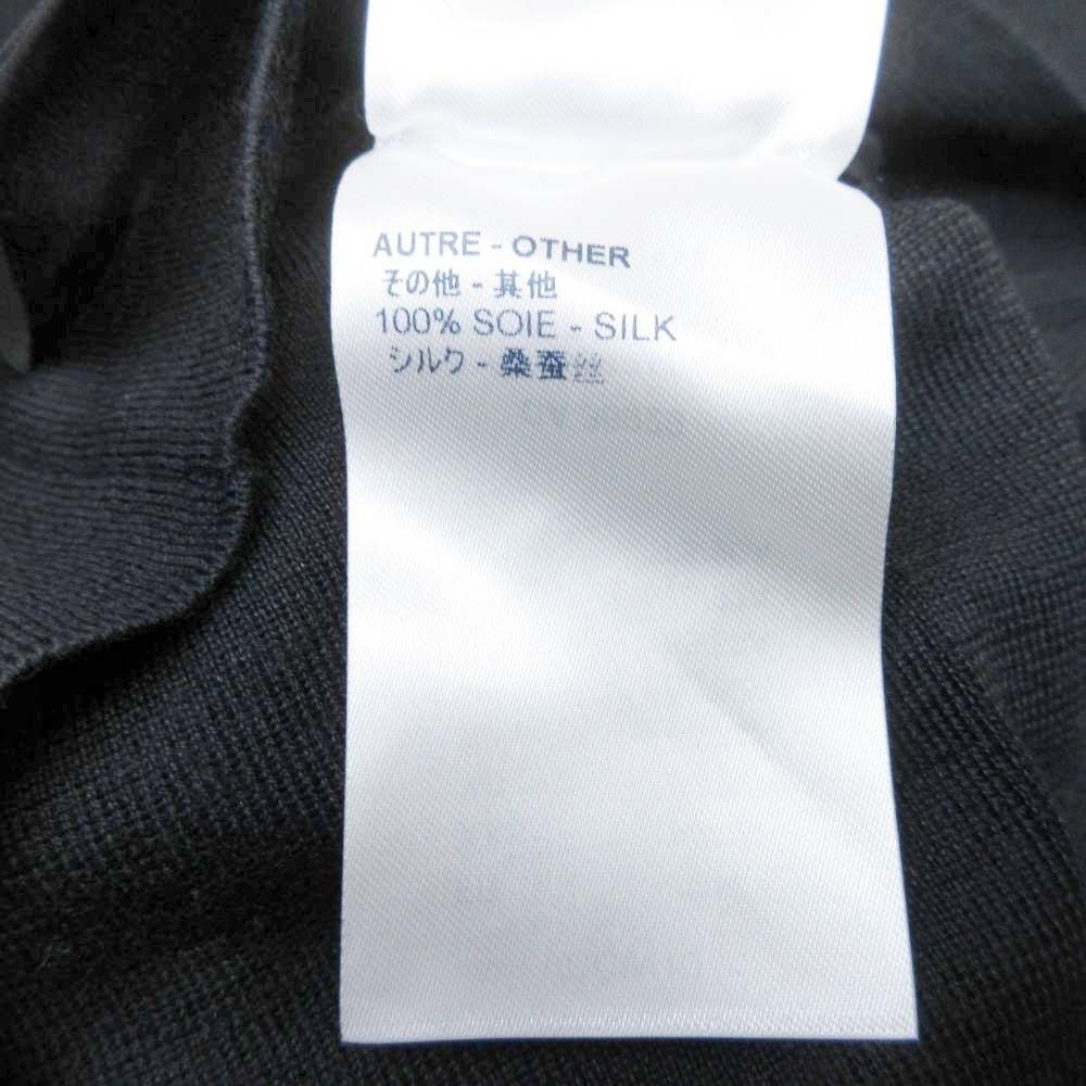 Louis Vuitton Knit Top Wool Silk Chiffon Ruffle Frill Top Open Shoulder S Black — view 8