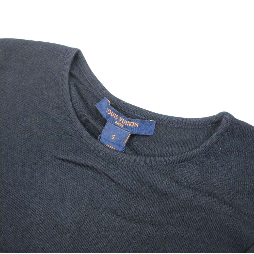 Louis Vuitton Knit Top Wool Silk Chiffon Ruffle Frill Top Open Shoulder S Black — view 4