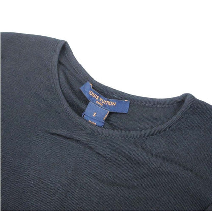 Louis Vuitton Knit Top Wool Silk Chiffon Ruffle Frill Top Open Shoulder S Black — view 4