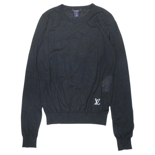 Louis Vuitton LV Logo Sheer Knit Cashmere Long Sleeve Top Lightweight Top S