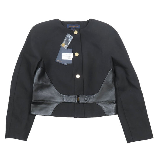Louis Vuitton Boxy Jacket Collarless LV Logo Gold Button Lambskin Switch Belt