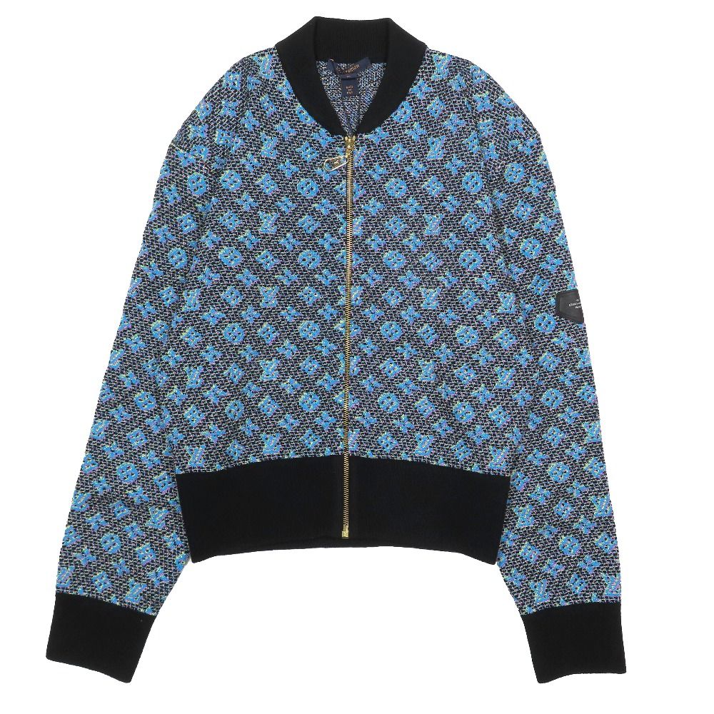 Louis Vuitton Monogram Jacquard Zip Up Jacket Silk Blend All Pattern M Blue — view 2