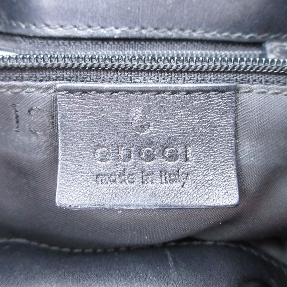 Gucci GG Canvas Bamboo Drawstring Shoulder Bag Dark Brown Black — view 7