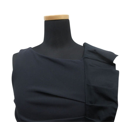 Max Mara Asymmetric Ruffle Frill Midi Dress Sleeveless White Tag 36 Navy — view 4
