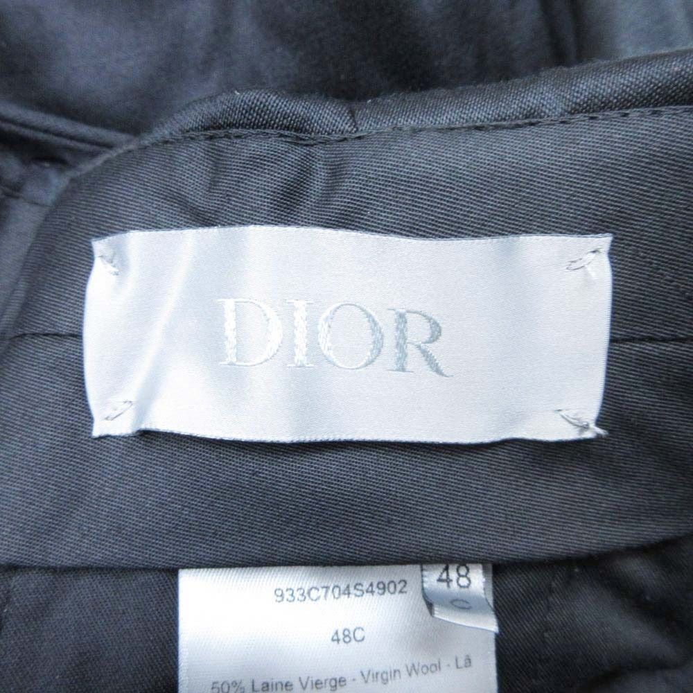 Dior Side Line Trousers No Tuck Pants Silk Blend Ajar Star 48c Black — view 6